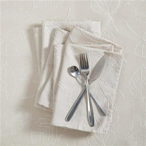 Set of 6 jacquard cloth napkins taupe wrinkle resistant dining holiday wedding 1 - Picture 2 of 5
